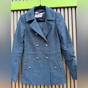 Juicy Couture Charcoal Double-Breasted Pea Coat